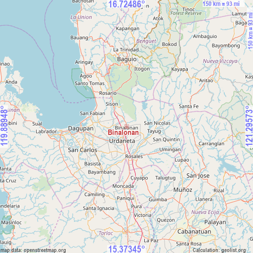 Binalonan on map