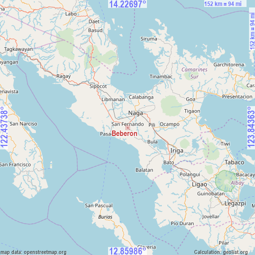 Beberon on map