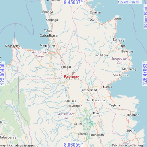 Bayugan on map