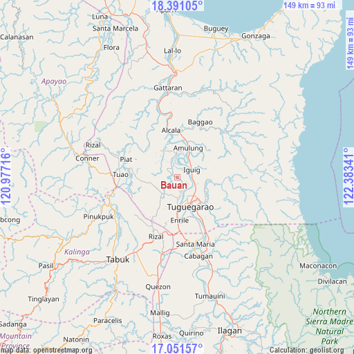 Bauan on map