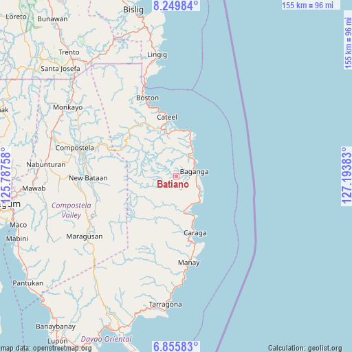 Batiano on map