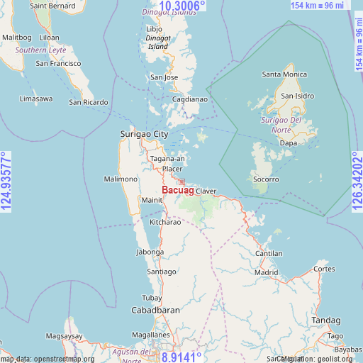 Bacuag on map