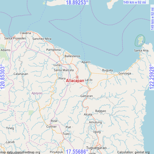 Allacapan on map