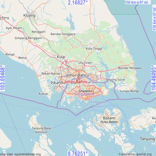 Johor Bahru on map
