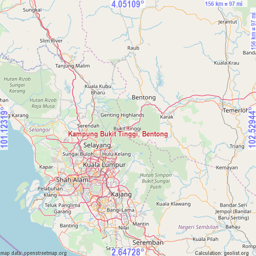 Kampung Bukit Tinggi, Bentong on map
