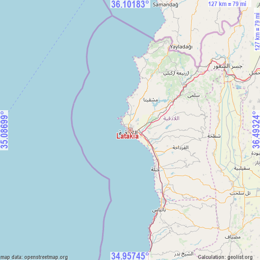 Latakia on map