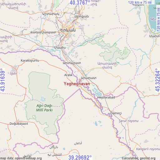 Yeghegnavan on map