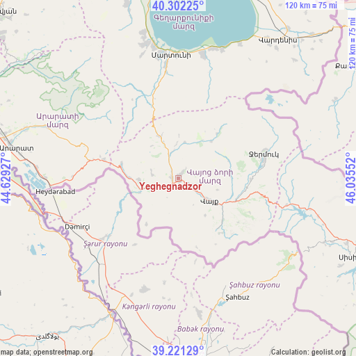 Yeghegnadzor on map