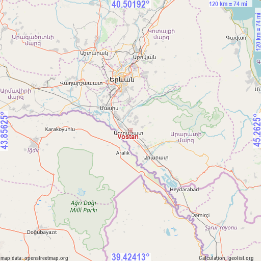 Vostan on map