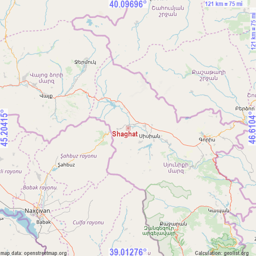Shaghat on map