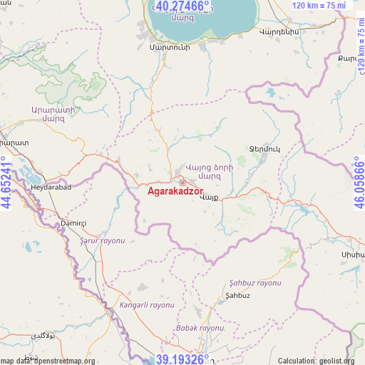 Agarakadzor on map
