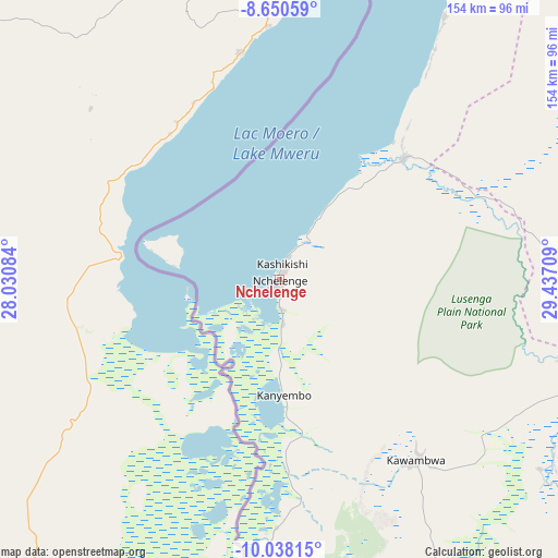 Nchelenge on map