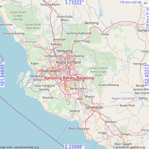 Kampong Baharu Balakong on map