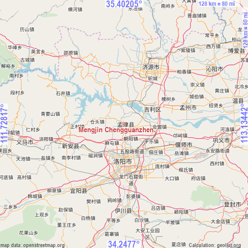 Mengjin Chengguanzhen on map
