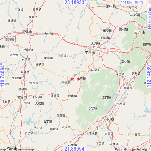 Luojing on map