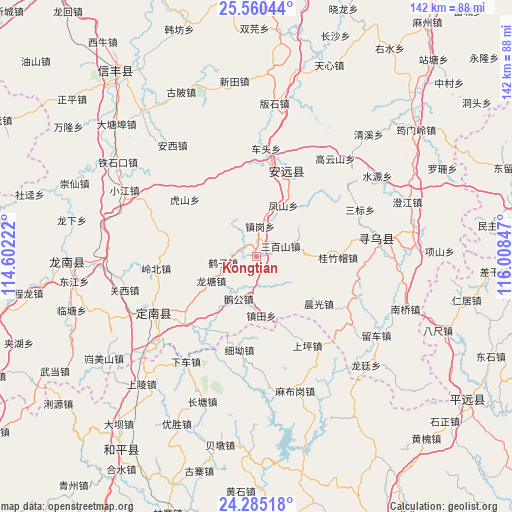 Kongtian on map