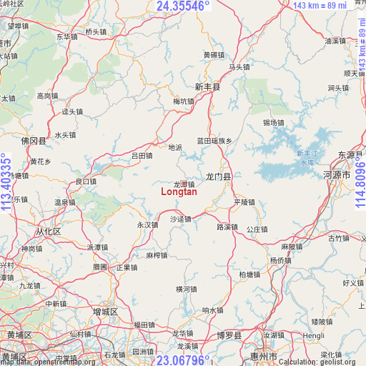 Longtan on map