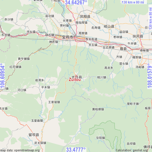 Zuitou on map
