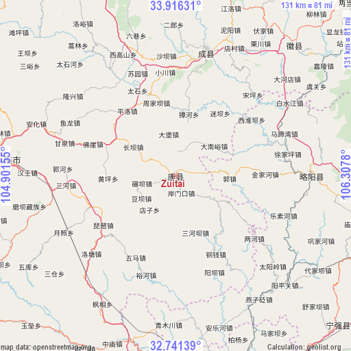 Zuitai on map