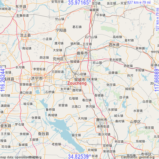 Zoucheng on map