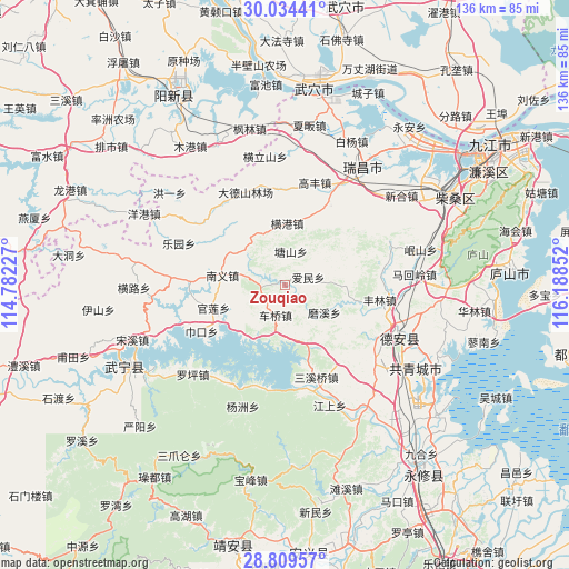 Zouqiao on map