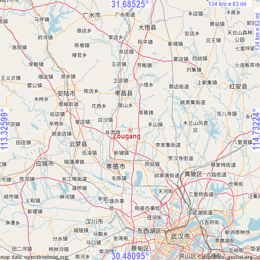 Zougang on map