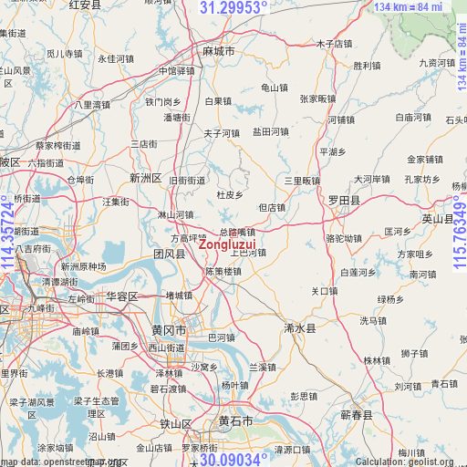 Zongluzui on map