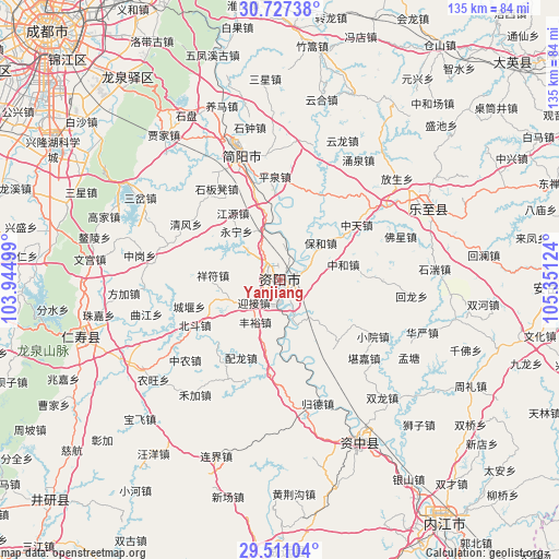 Yanjiang on map