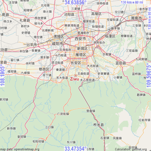 Ziwu on map