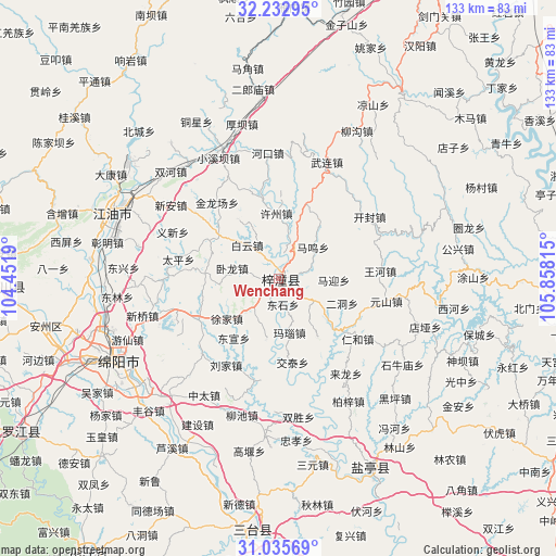 Wenchang on map