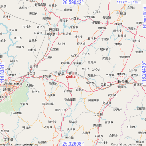 Zishan on map