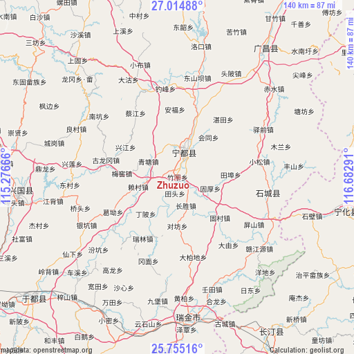 Zhuzuo on map