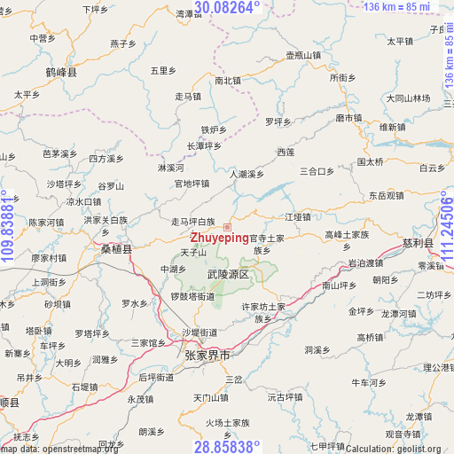 Zhuyeping on map