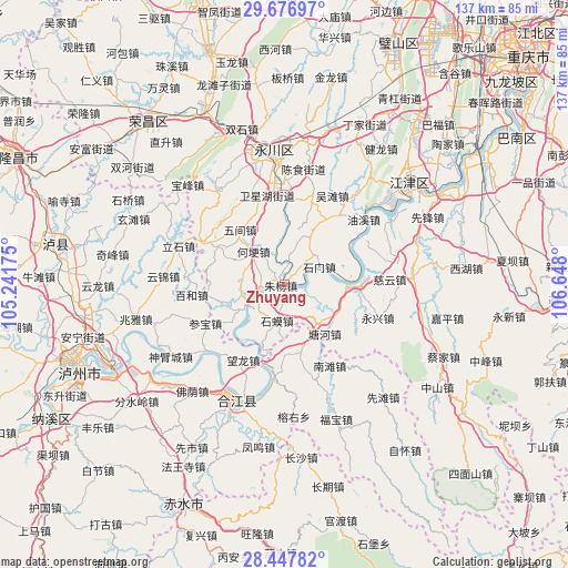 Zhuyang on map