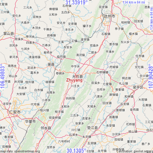 Zhuyang on map