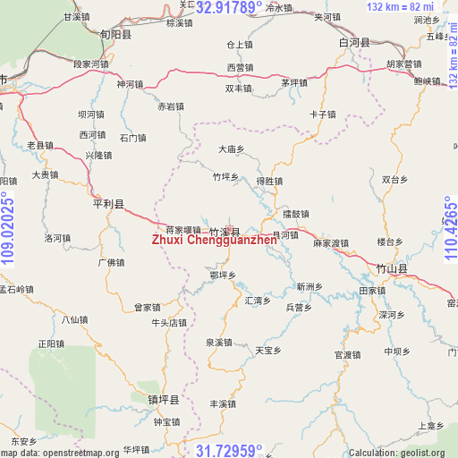 Zhuxi Chengguanzhen on map