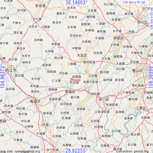 Zhuxi on map