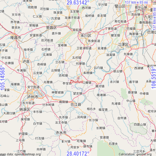 Zhutuo on map