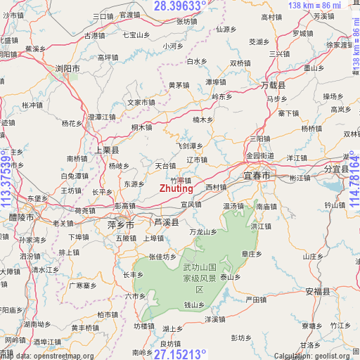 Zhuting on map