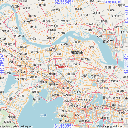 Zhutang on map