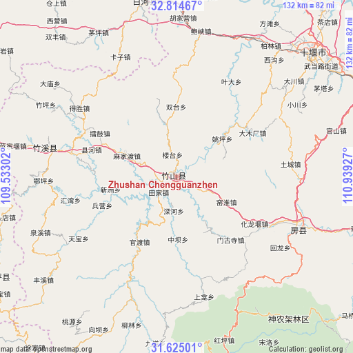 Zhushan Chengguanzhen on map