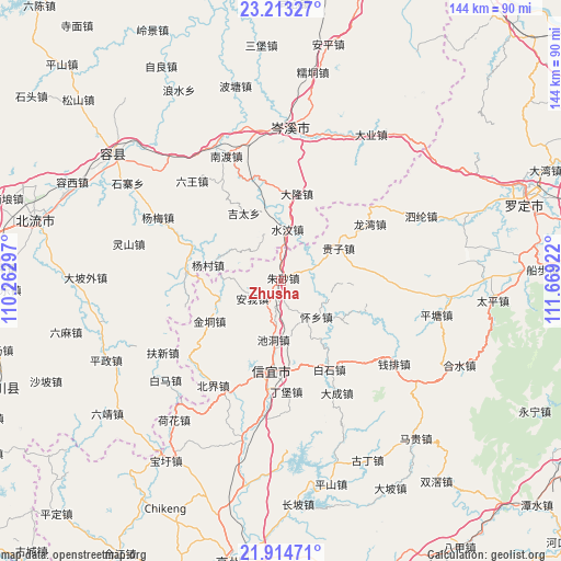 Zhusha on map