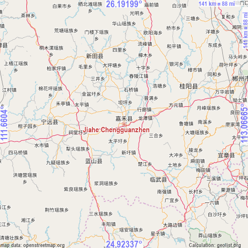 Jiahe Chengguanzhen on map