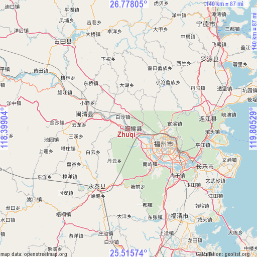 Zhuqi on map