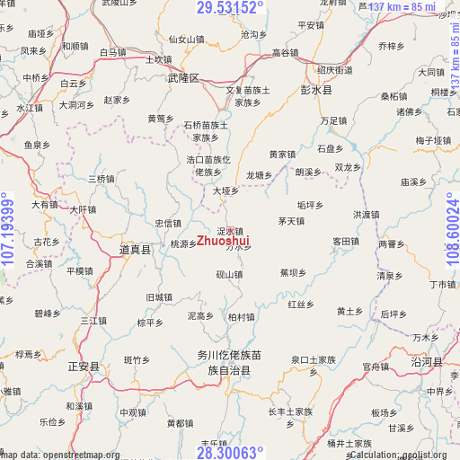 Zhuoshui on map