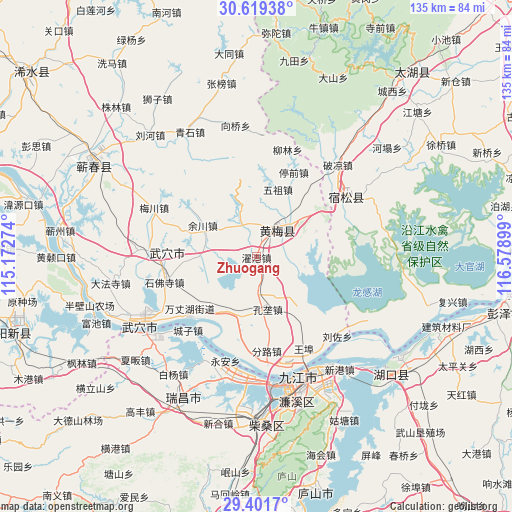 Zhuogang on map