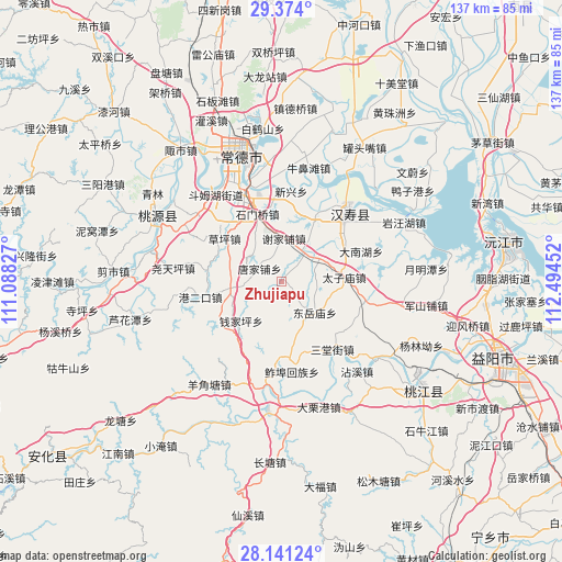 Zhujiapu on map