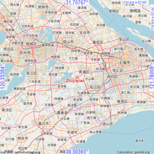 Zhujiajiao on map