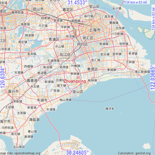 Zhuangxing on map