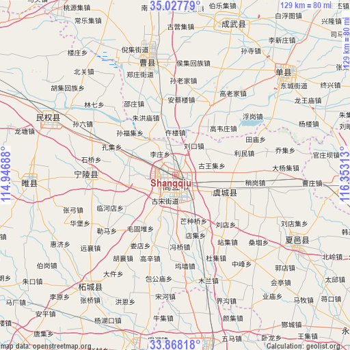 Shangqiu on map